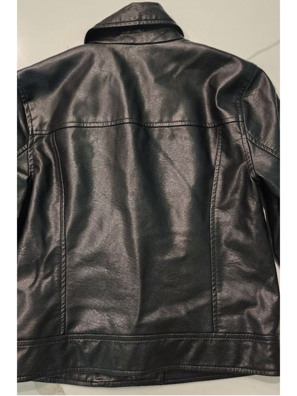 Abercrombie Kids Black Faux Leather Motorcycle Moto Biker Jacket Size 7/8 - Picture 5 of 8